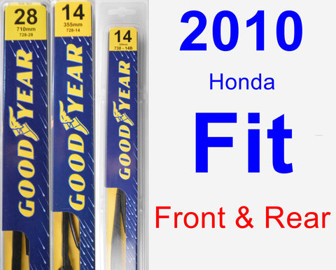 Front & Rear Wiper Blade Pack for 2010 Honda Fit - Premium