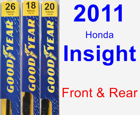 Front & Rear Wiper Blade Pack for 2011 Honda Insight - Premium