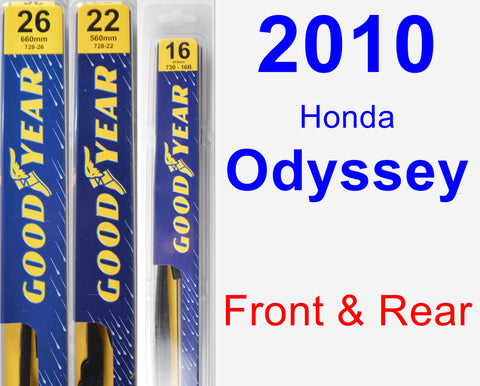 Front & Rear Wiper Blade Pack for 2010 Honda Odyssey - Premium