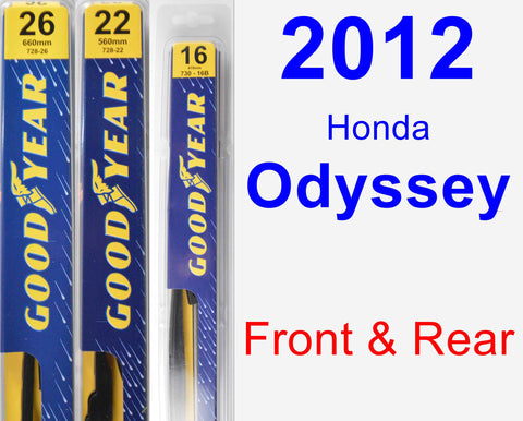 Front & Rear Wiper Blade Pack for 2012 Honda Odyssey - Premium