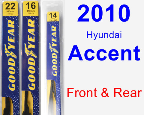 Front & Rear Wiper Blade Pack for 2010 Hyundai Accent - Premium