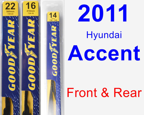 Front & Rear Wiper Blade Pack for 2011 Hyundai Accent - Premium