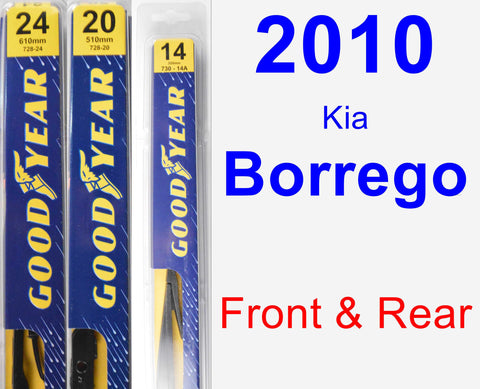 Front & Rear Wiper Blade Pack for 2010 Kia Borrego - Premium