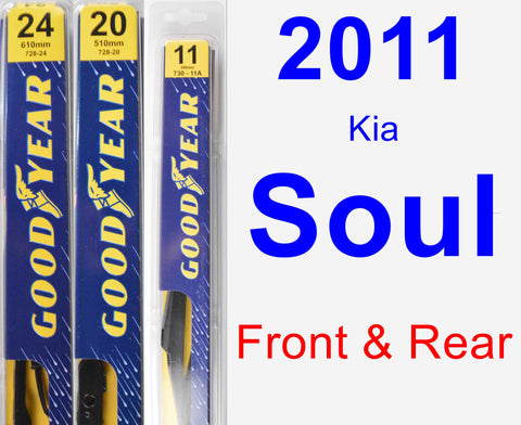 Front & Rear Wiper Blade Pack for 2011 Kia Soul - Premium