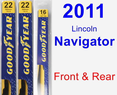 Front & Rear Wiper Blade Pack for 2011 Lincoln Navigator - Premium