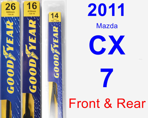 Front & Rear Wiper Blade Pack for 2011 Mazda CX-7 - Premium