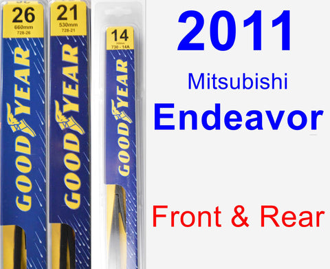 Front & Rear Wiper Blade Pack for 2011 Mitsubishi Endeavor - Premium
