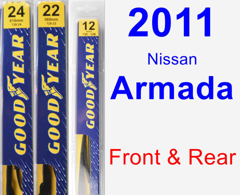 Front & Rear Wiper Blade Pack for 2011 Nissan Armada - Premium