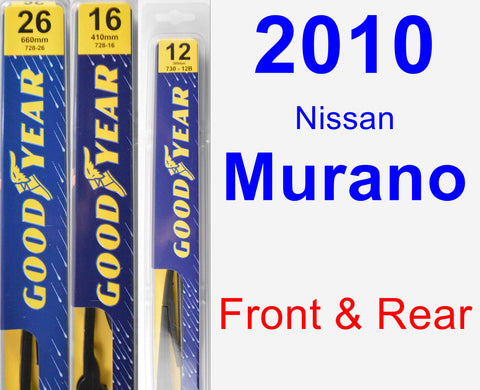 Front & Rear Wiper Blade Pack for 2010 Nissan Murano - Premium