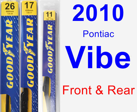 Front & Rear Wiper Blade Pack for 2010 Pontiac Vibe - Premium