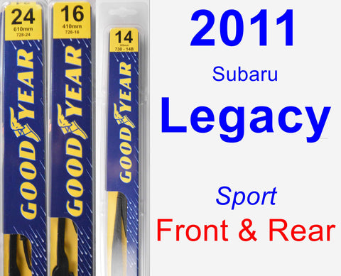 Front & Rear Wiper Blade Pack for 2011 Subaru Legacy - Premium