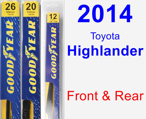 Front & Rear Wiper Blade Pack for 2014 Toyota Highlander - Premium