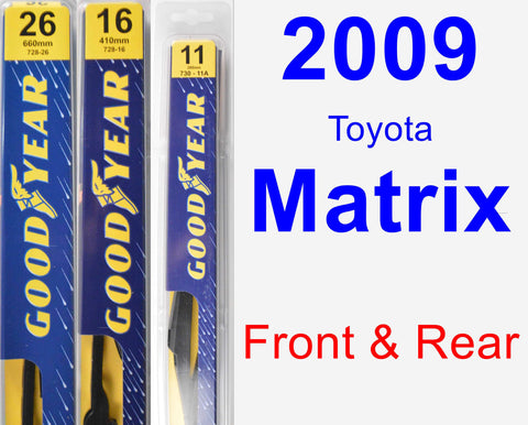 Front & Rear Wiper Blade Pack for 2009 Toyota Matrix - Premium