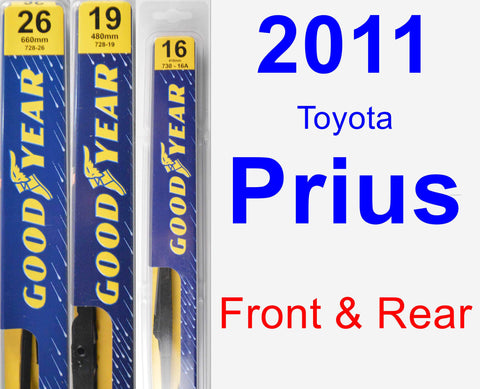 Front & Rear Wiper Blade Pack for 2011 Toyota Prius - Premium