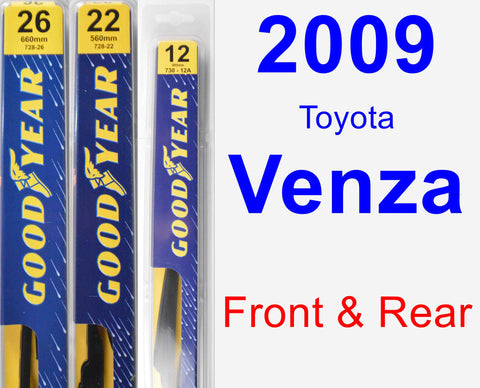 Front & Rear Wiper Blade Pack for 2009 Toyota Venza - Premium