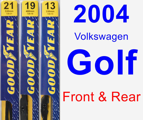 Front & Rear Wiper Blade Pack for 2004 Volkswagen Golf - Premium