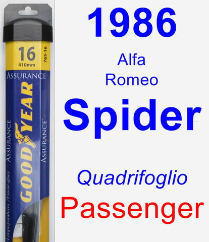 Passenger Wiper Blade for 1986 Alfa Romeo Spider - Assurance