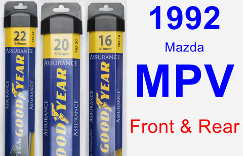Front & Rear Wiper Blade Pack for 1992 Mazda MPV - Assurance