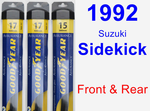 Front & Rear Wiper Blade Pack for 1992 Suzuki Sidekick - Assurance
