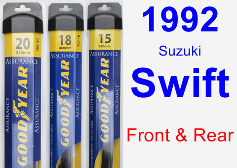 Front & Rear Wiper Blade Pack for 1992 Suzuki Swift - Assurance