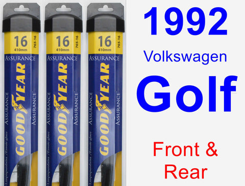 Front & Rear Wiper Blade Pack for 1992 Volkswagen Golf - Assurance