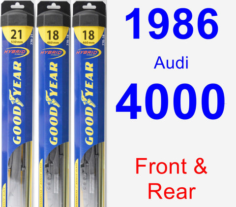 Front & Rear Wiper Blade Pack for 1986 Audi 4000 - Hybrid