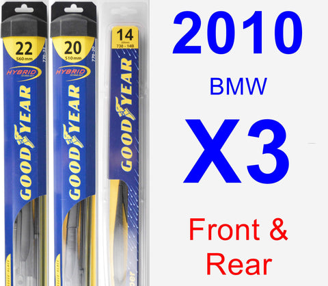 Front & Rear Wiper Blade Pack for 2010 BMW X3 - Hybrid