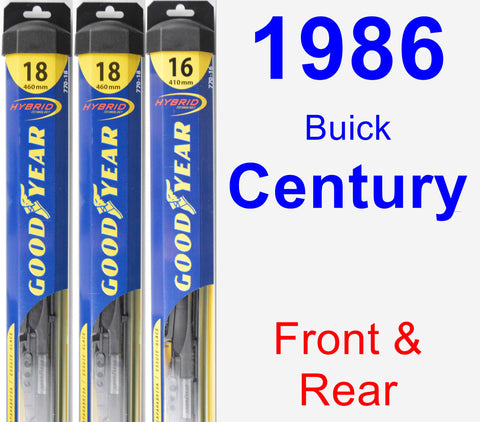 Front & Rear Wiper Blade Pack for 1986 Buick Century - Hybrid