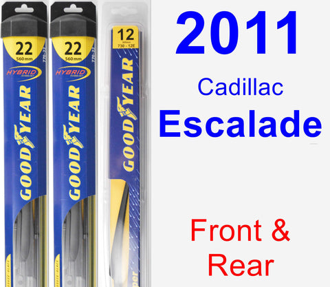 Front & Rear Wiper Blade Pack for 2011 Cadillac Escalade - Hybrid
