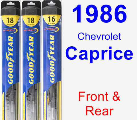 Front & Rear Wiper Blade Pack for 1986 Chevrolet Caprice - Hybrid
