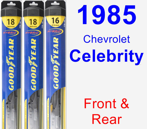 Front & Rear Wiper Blade Pack for 1985 Chevrolet Celebrity - Hybrid