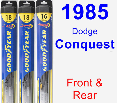 Front & Rear Wiper Blade Pack for 1985 Dodge Conquest - Hybrid
