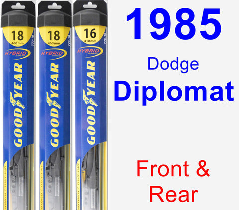 Front & Rear Wiper Blade Pack for 1985 Dodge Diplomat - Hybrid