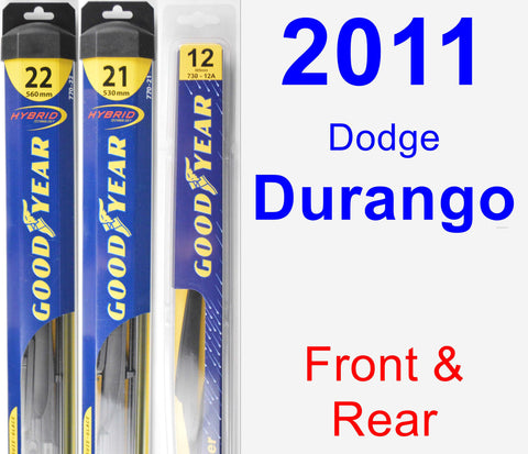 Front & Rear Wiper Blade Pack for 2011 Dodge Durango - Hybrid