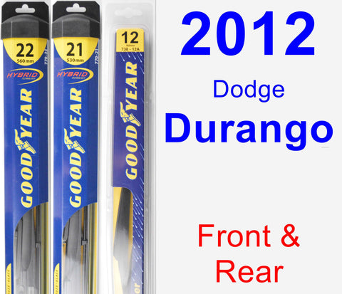 Front & Rear Wiper Blade Pack for 2012 Dodge Durango - Hybrid