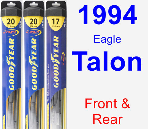 Front & Rear Wiper Blade Pack for 1994 Eagle Talon - Hybrid