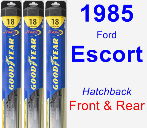 Front & Rear Wiper Blade Pack for 1985 Ford Escort - Hybrid
