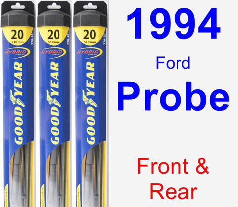 Front & Rear Wiper Blade Pack for 1994 Ford Probe - Hybrid