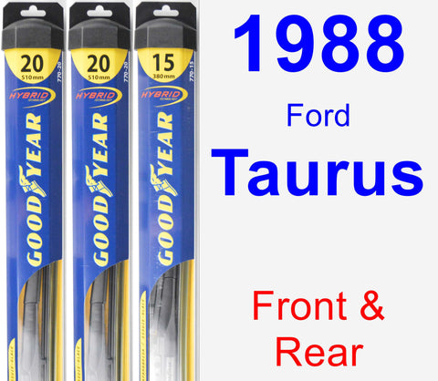 Front & Rear Wiper Blade Pack for 1988 Ford Taurus - Hybrid