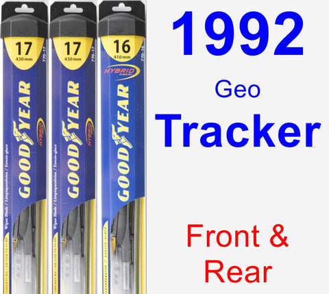 Front & Rear Wiper Blade Pack for 1992 Geo Tracker - Hybrid