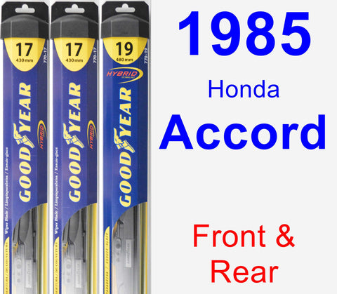 Front & Rear Wiper Blade Pack for 1985 Honda Accord - Hybrid