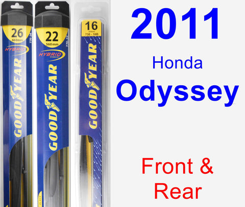 Front & Rear Wiper Blade Pack for 2011 Honda Odyssey - Hybrid