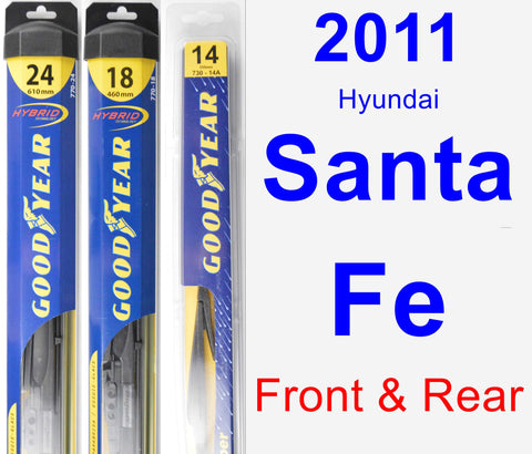 Front & Rear Wiper Blade Pack for 2011 Hyundai Santa Fe - Hybrid