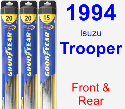 Front & Rear Wiper Blade Pack for 1994 Isuzu Trooper - Hybrid