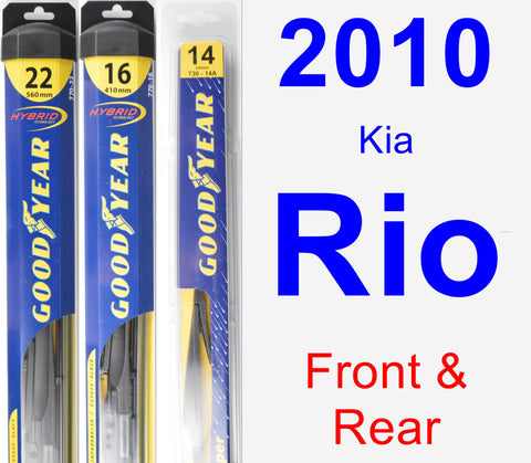 Front & Rear Wiper Blade Pack for 2010 Kia Rio - Hybrid