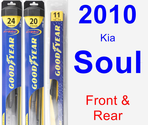 Front & Rear Wiper Blade Pack for 2010 Kia Soul - Hybrid