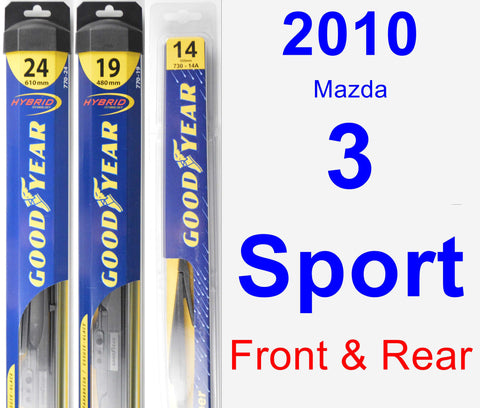 Front & Rear Wiper Blade Pack for 2010 Mazda 3 Sport - Hybrid
