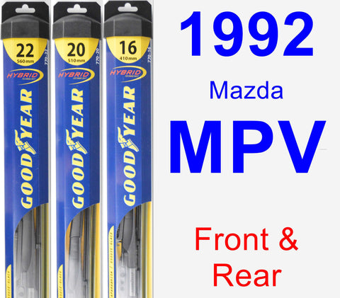 Front & Rear Wiper Blade Pack for 1992 Mazda MPV - Hybrid