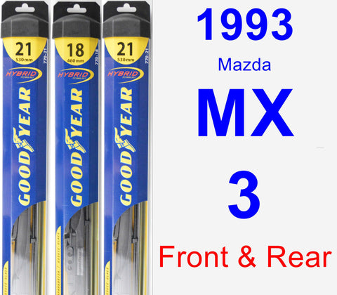 Front & Rear Wiper Blade Pack for 1993 Mazda MX-3 - Hybrid