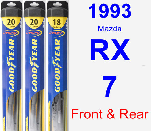 Front & Rear Wiper Blade Pack for 1993 Mazda RX-7 - Hybrid